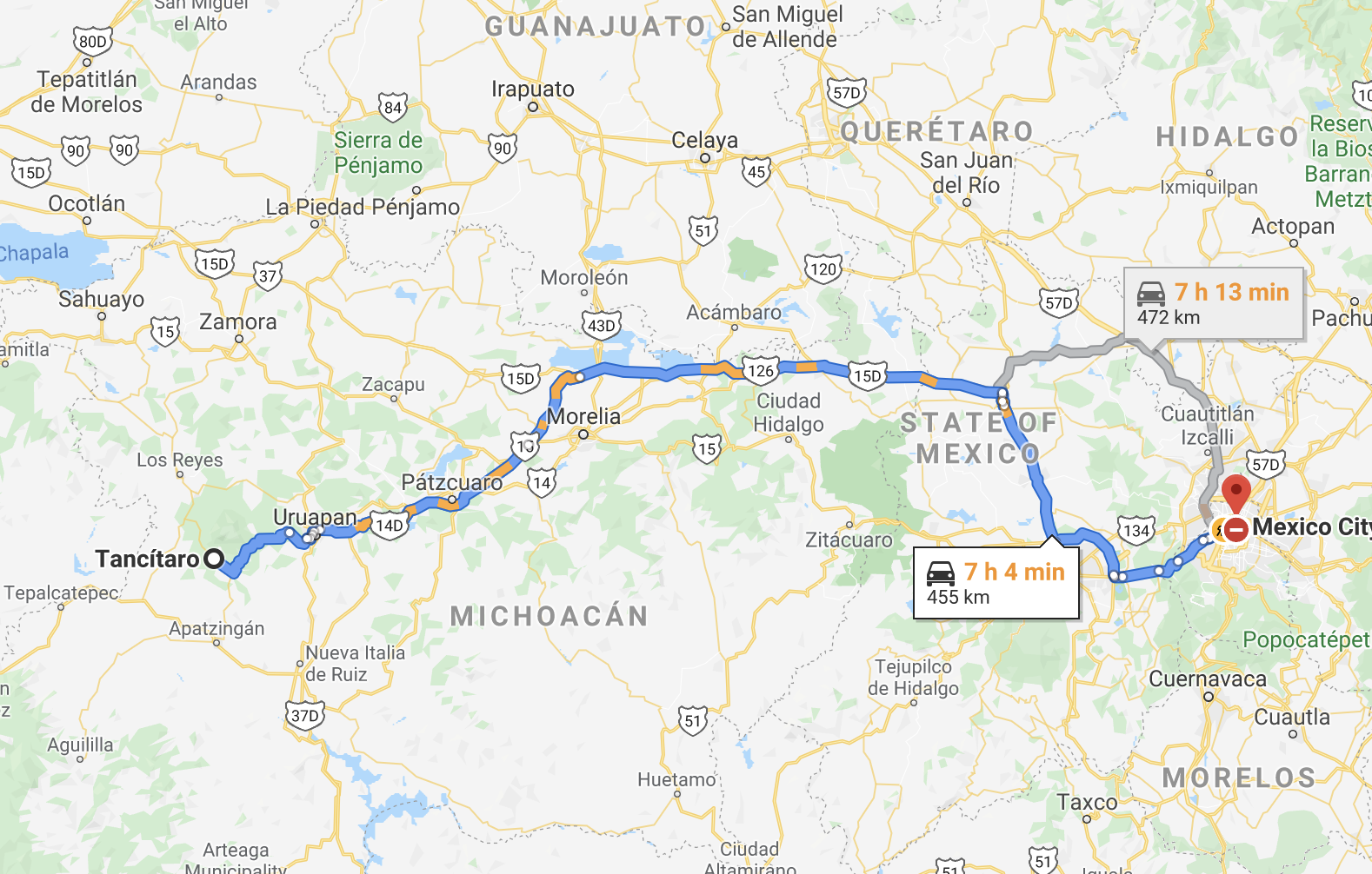 Tancitaro to Mexico City